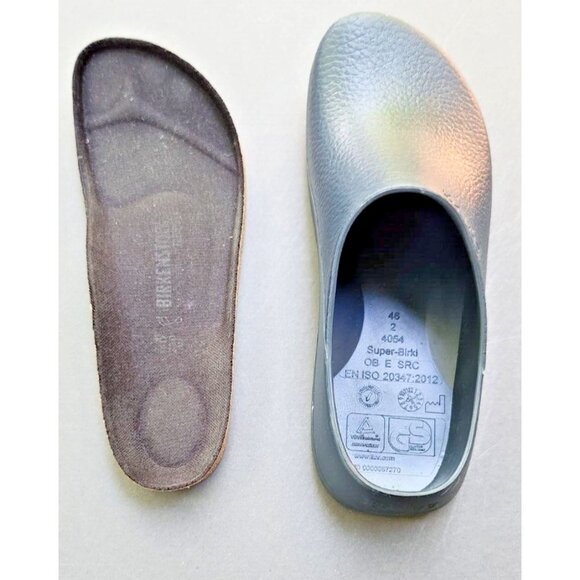 Birkenstock Super Birkis Blue Rubber Clogs Comfort Slip Resistant Sz 13 EU 46 - Picture 14 of 15